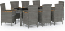 Gartenmöbel Set 7-teilig mit Auflagen Rattanoptik Schwarz/Grau