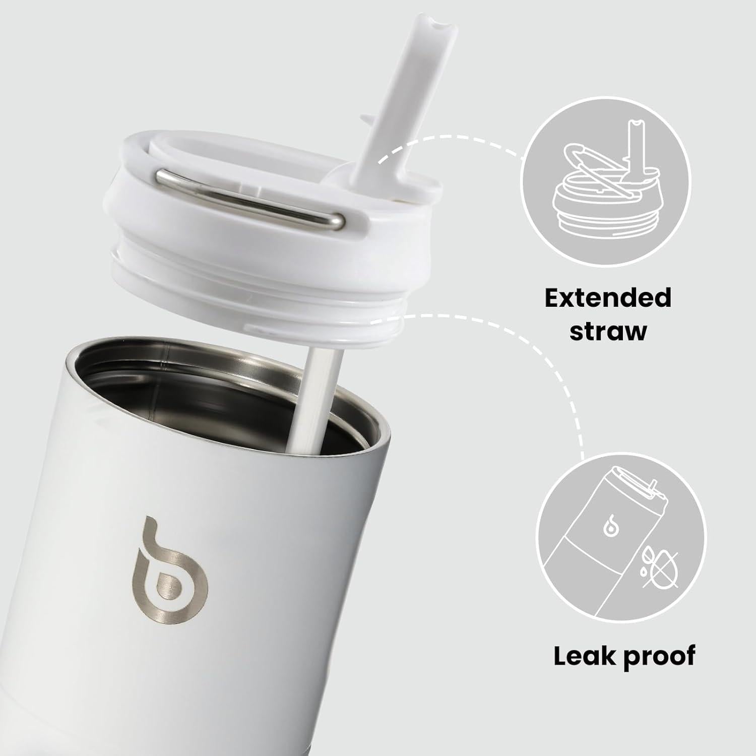 Isolierte Trinkflasche 680ml mit Strohhalm und