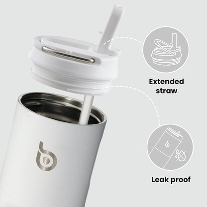 Isolierte Trinkflasche 680ml mit Strohhalm und