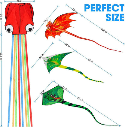 Nazano 4er-Pack Drachenkite Set für Kinder und Erwachsene