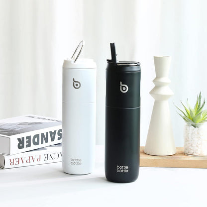 Isolierte Trinkflasche 680ml mit Strohhalm und Griff, doppelwandig