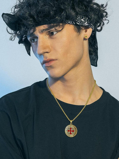 Edelstahl Tempelritter Kette mit Kreuz für Herren