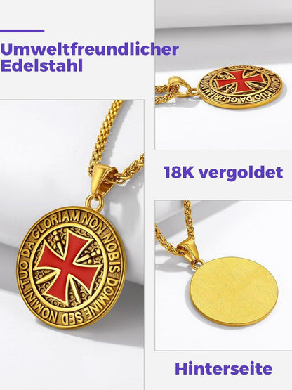 Edelstahl Tempelritter Kette mit Kreuz für Herren Jungen-Halskette