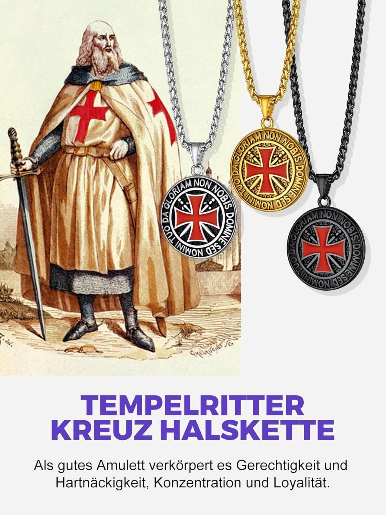 Edelstahl Tempelritter Kreuz Kette Herren Geburtstag Vatertag