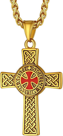 Edelstahl Tempelritter Anhänger Halskette Kreuz für Herren Jungen