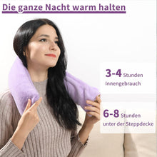 Samply Lange lila Wärmflasche mit pelzigem Bezug, 2 l