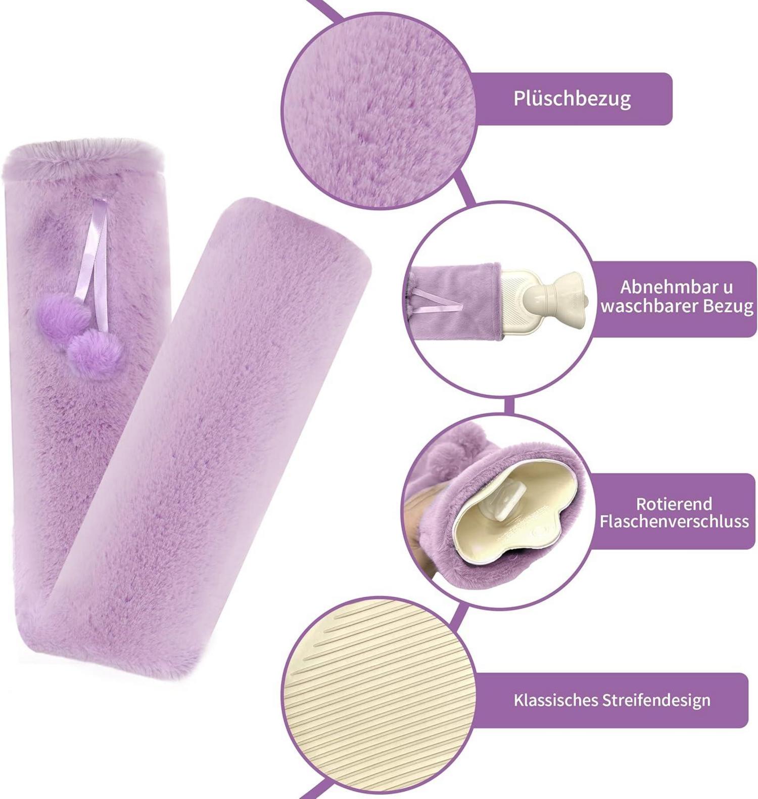 Wärmflasche Wärmbeutel pelziger Bezug Körperschmerzen lila Violett
