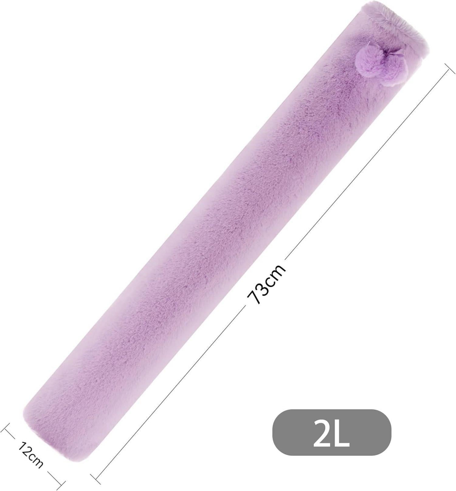 Lange Wärmflasche 2l mit pelzigem Bezug lila Violett - Hochwertige Wärmflasche