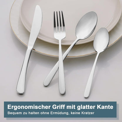 Wildone 40-teiliges Besteck Set aus Premium Edelstahl, hochglanzpoliert - für 8 Personen