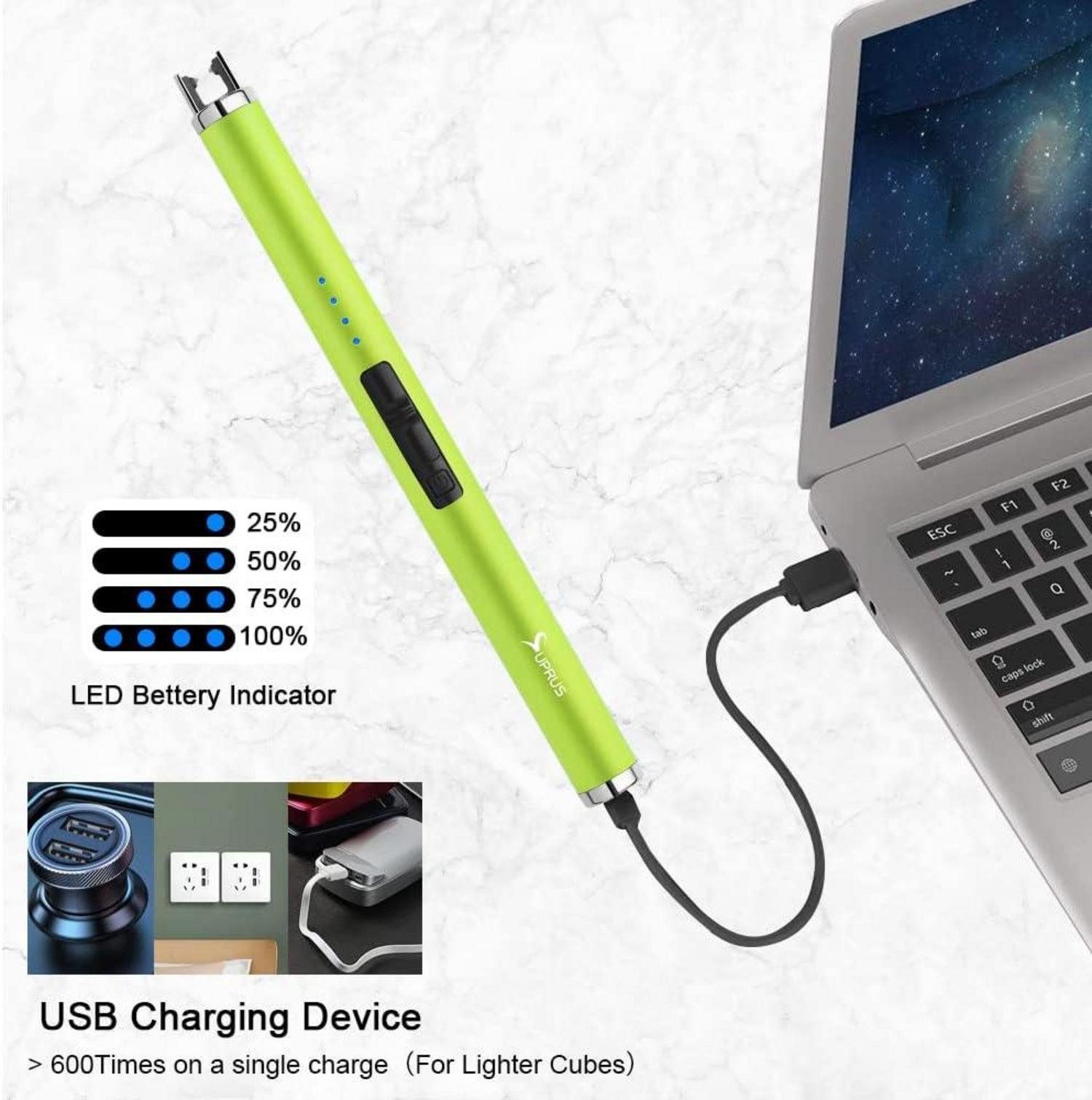 Elektronisches Stabfeuerzeug USB Aufladbar Plasma Triple-Sicherheit Gelb