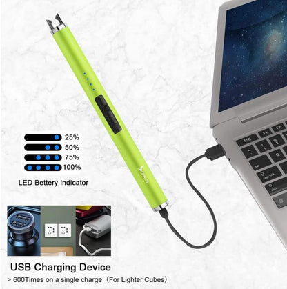 Elektronisches Stabfeuerzeug USB Aufladbar Plasma Triple-Sicherheit Gelb