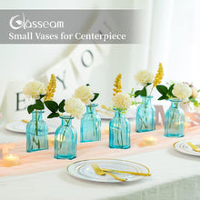 Glasseam Kleine Glasvasen Set Blau Vintage 6 Stück Mini