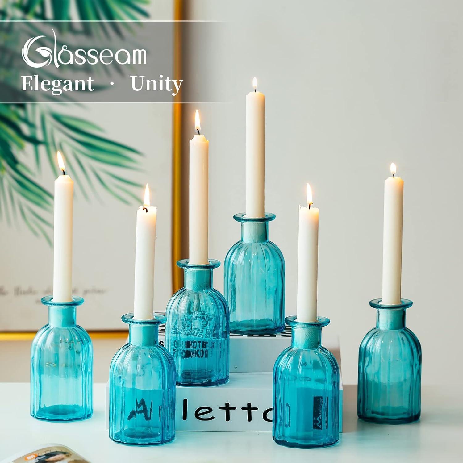 Kleine Blumenvasen Set Glas Vintage Rund Bunt 6