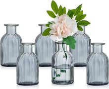 Kleine Vintage Glasvasen Set 6er Mini Blumenvase GrauTransparent