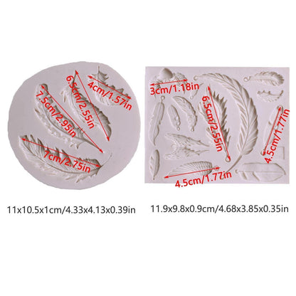 2x Feder Fondant Silikonform für Kuchen & Dessertdekoration