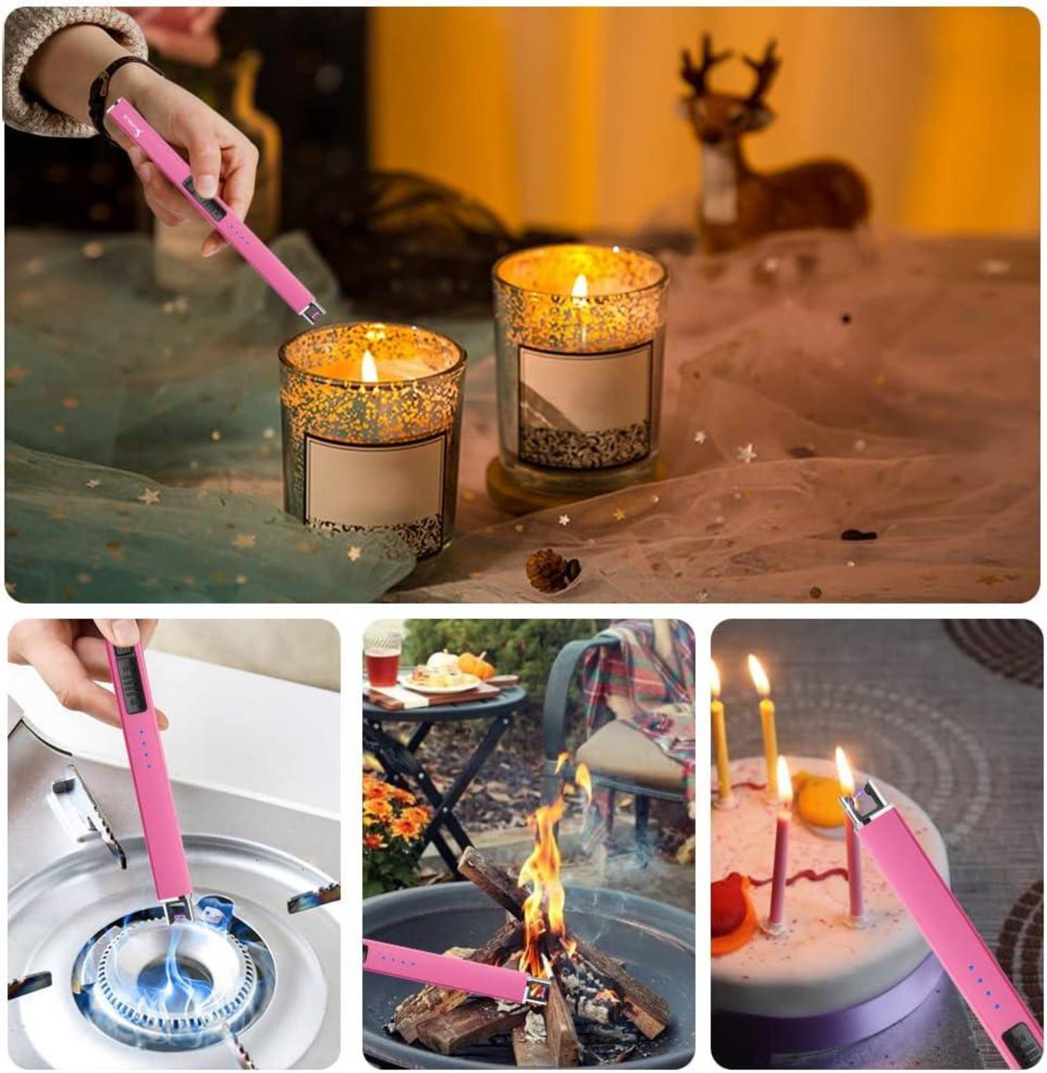 Leuchtfeuerzeug USB-Lichtbogenanzünder Winddicht rosa