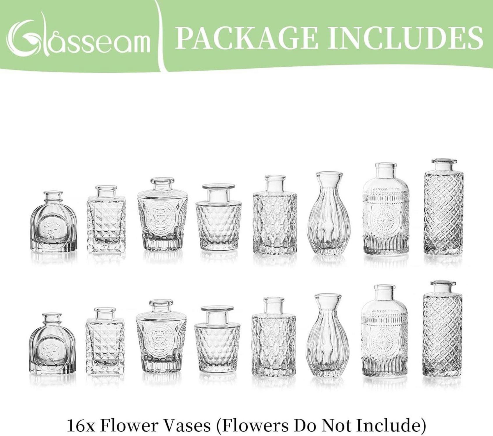 Kleine Kristallvase Set 8 Mini Glas Vasen Blumen Tischdekoration
