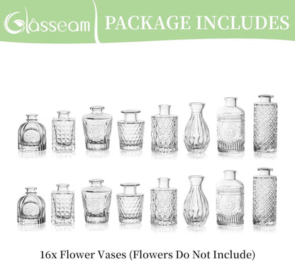 Kleine Kristallvase Set 8 Mini Glas Vasen Blumen Tischdekoration