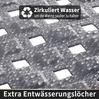 Badewannenmatte extra lang, rutschfest & ablaufend (70x40 cm, Grau)