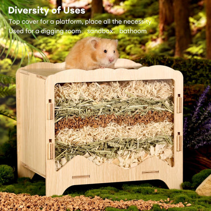 Birkenholz Hamster-Sandbad-Box mit transparenter Acryltür