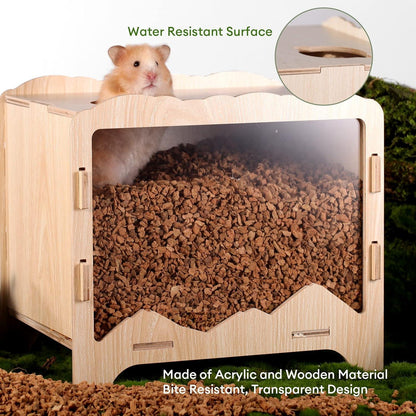 Großer Hamster-Sandpool mit überdachter Abdeckung - Transparentes Design