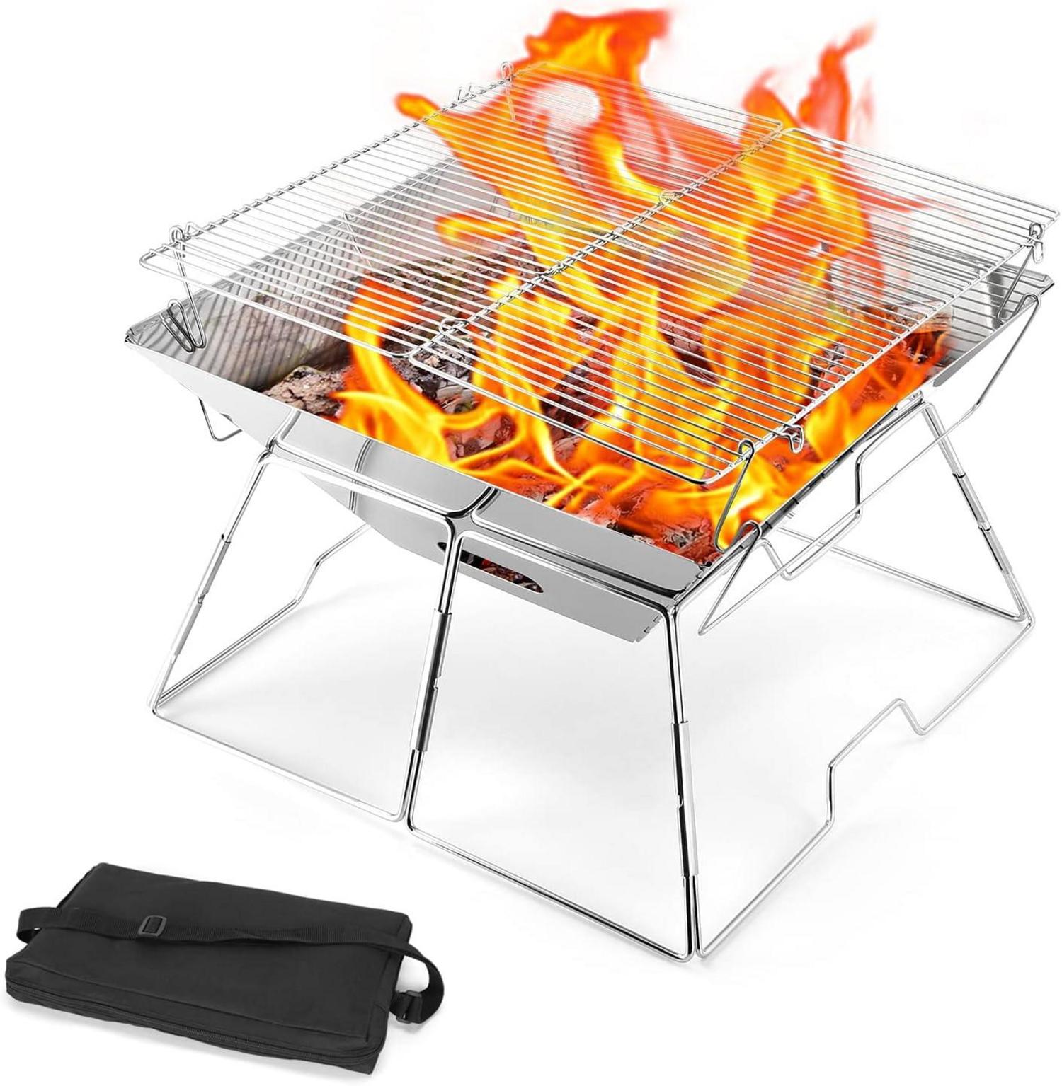 Faltbarer Lagerfeuer-Grill aus 304 Edelstahl mit Tragetasche