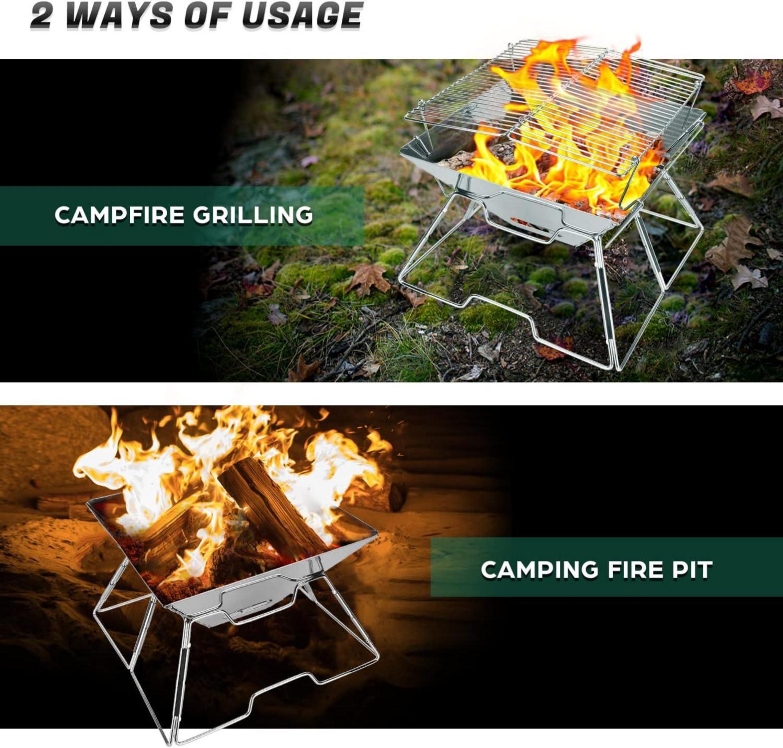 Faltbarer Lagerfeuer-Grill Camping-Feuerstelle 304-Edelstahl Tragbar