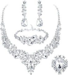 Kristall Brautschmuck Set mit Ohrringen und Armband