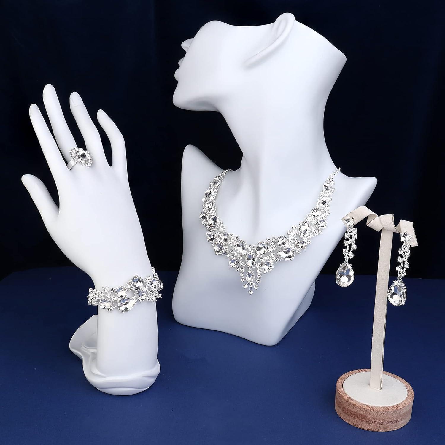 Hochzeit Schmuck Set Damen Kristall Braut Vintage Strass Ohrringe Armband