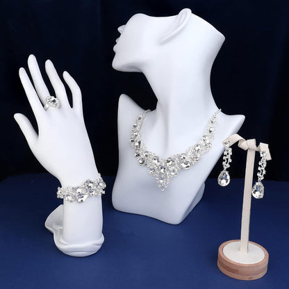 Hochzeit Schmuck Set Damen Kristall Braut Vintage Strass Ohrringe Armband