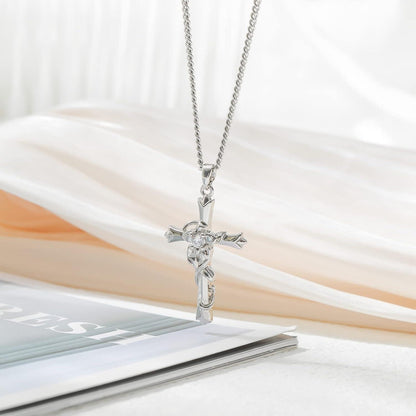 Silberne Kreuzkette für Frauen verstellbar Glauben Kreuz Anhänger