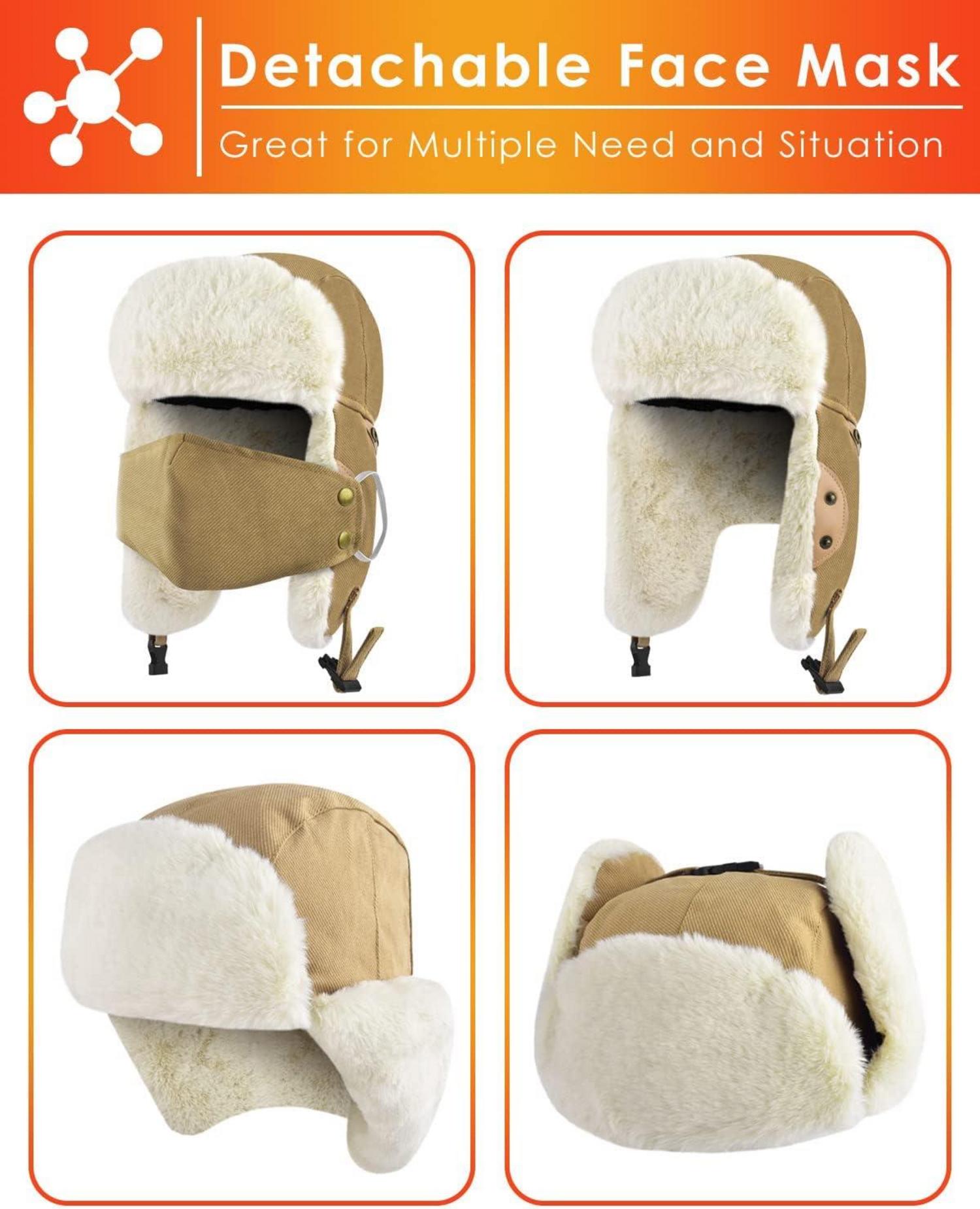 ERKOON Trooper Trappermütze warm dick Wintermütze Ohrenklappe Mütze winddichte Maske 57 khaki