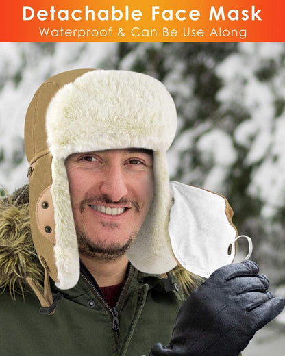 Trooper Trappermütze warm dick Wintermütze mit Maske Ohrenklappe für