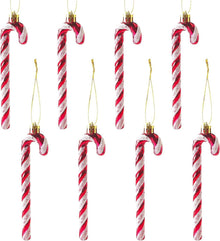 Glitzer Zuckerstangen Weihnachtsbaumschmuck 8 Stück Rot