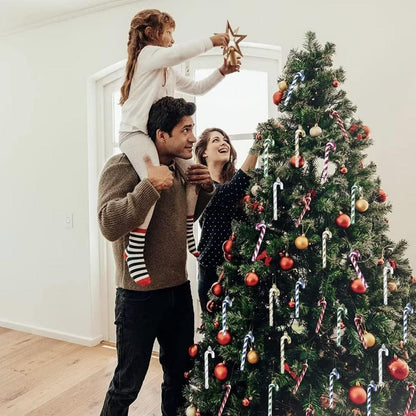 14CM Glitzer Zuckerstangen Weihnachtsbaum Deko Anhänger 8er Set Rot