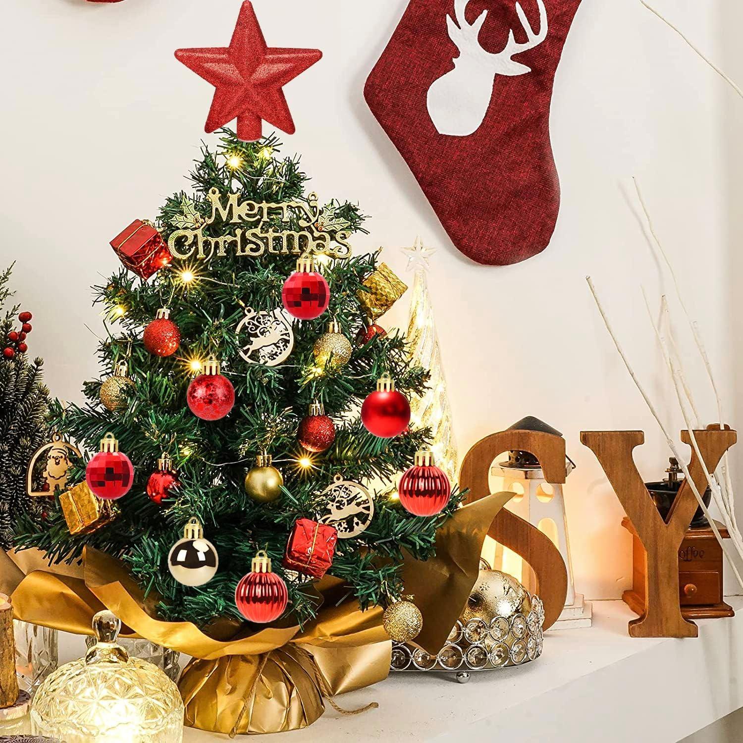 30er Set Mini Weihnachtskugeln Rot Gold 3cm Christbaumkugeln inkl. Aufhänger