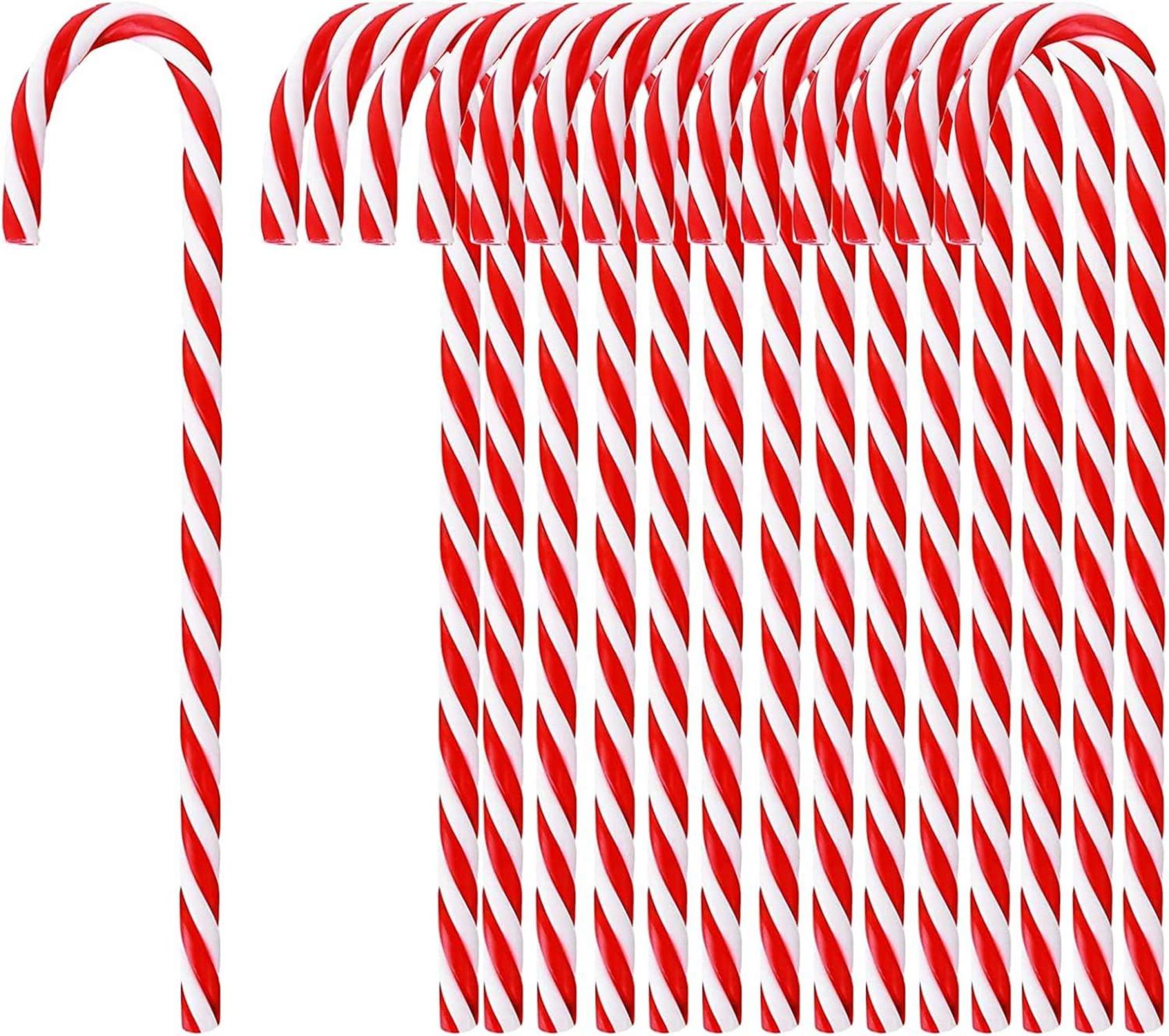 18 Stück Weihnachtsbaum Zuckerstangen Anhänger 15CM Rot Weiß Ornament