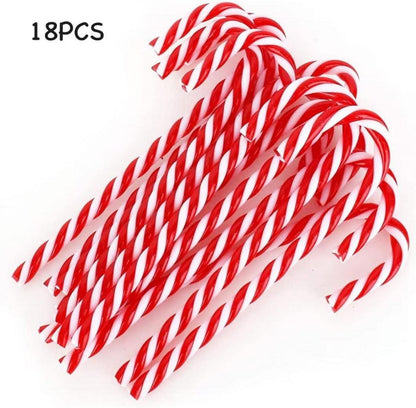 18 Stück Weihnachtsbaum Zuckerstangen Anhänger 15CM Rot Weiß Ornament