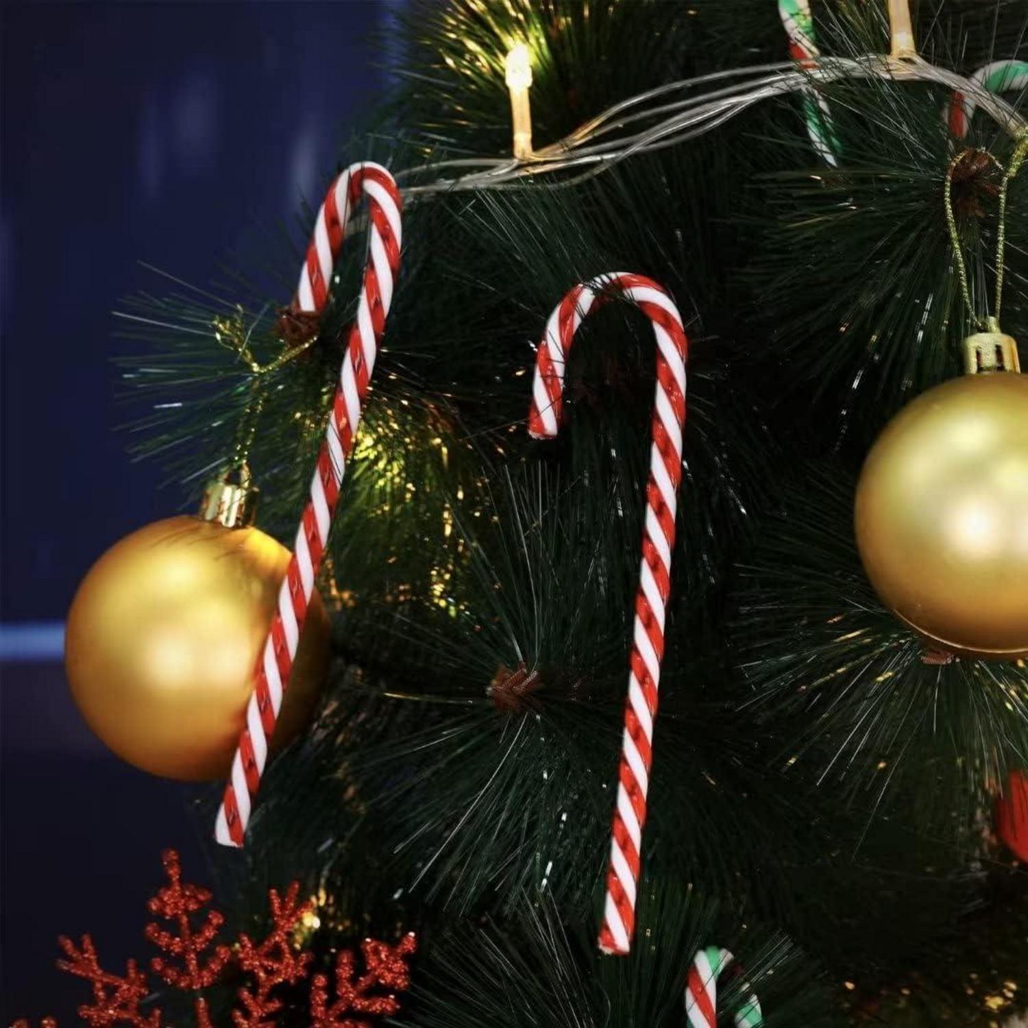 18er Set Weihnachtsbaum Zuckerstangen Anhänger 15cm Rot