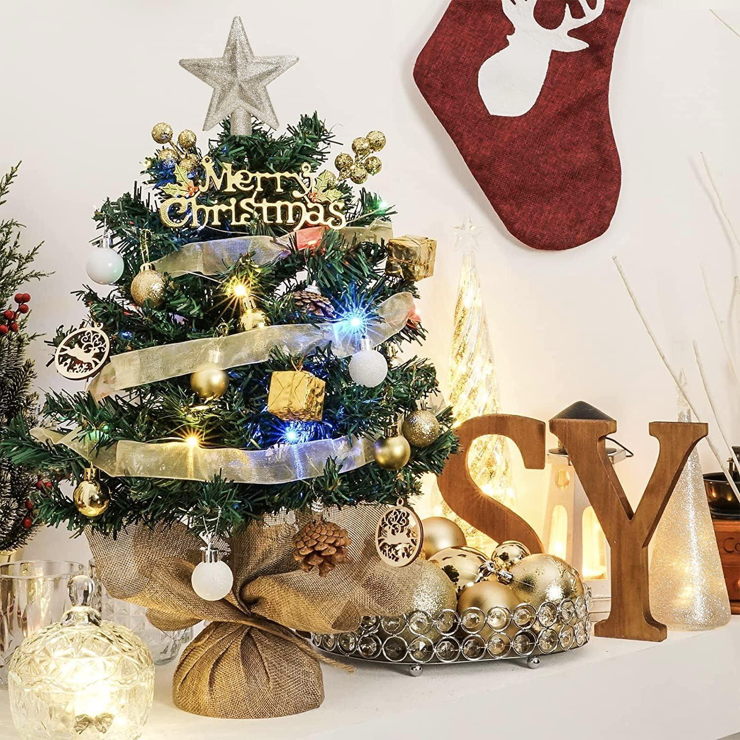 30 Mini Weihnachtskugeln Gold Weiß Set 3CM Christbaumkugeln Tisch-Dekoration