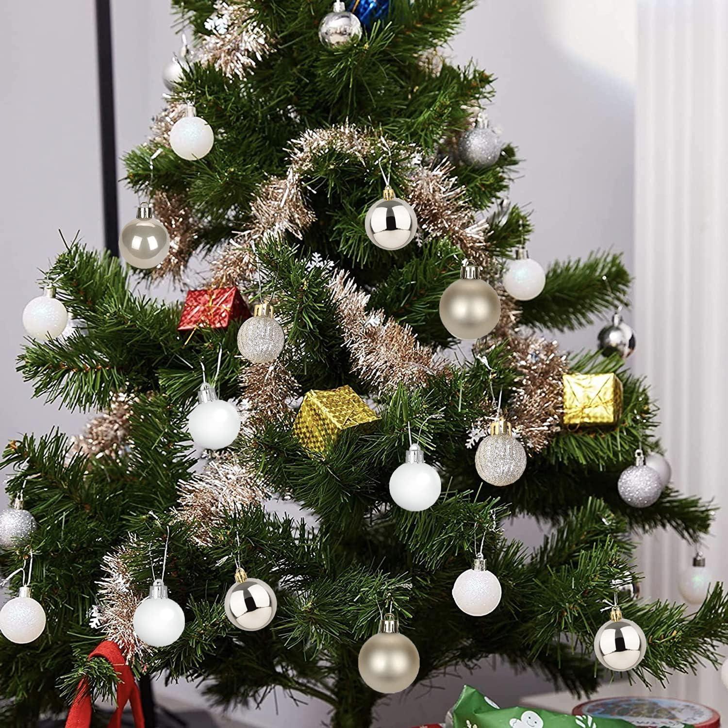 30 Mini Weihnachtskugeln Aufhänger 3cm Gold Weiß Christbaumkugeln