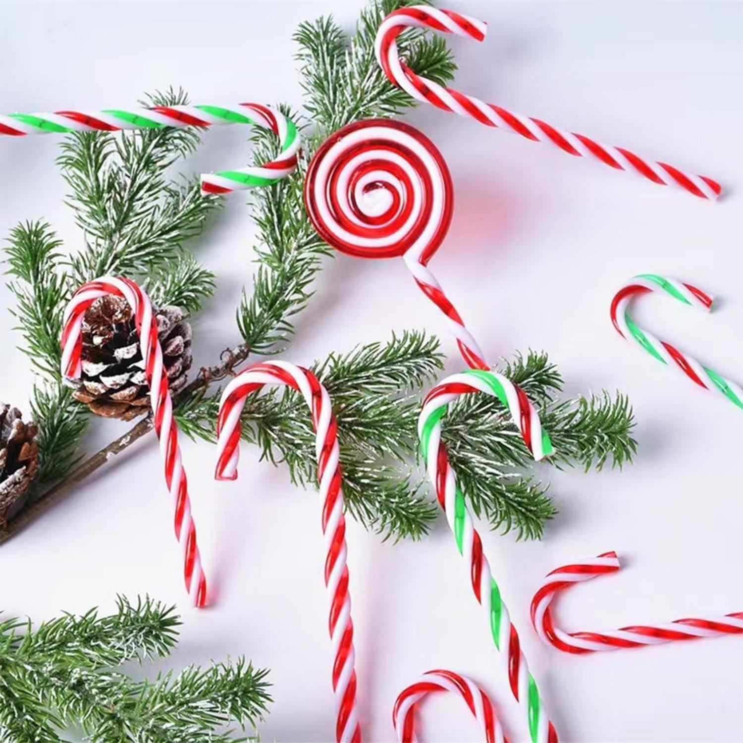 10 Zuckerstangen Anhänger Weihnachtsbaum Lutscher Christbaumschmuck