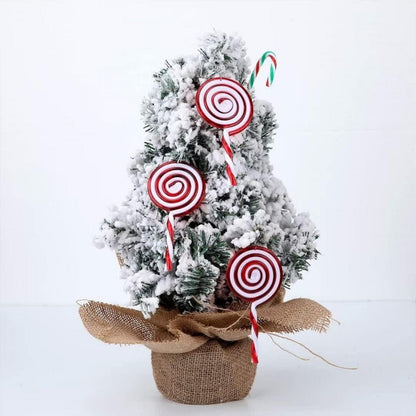 10er Set Weihnachtsbaum Zuckerstangen Lollipop Anhänger Rot Weiß Ornament 13cm