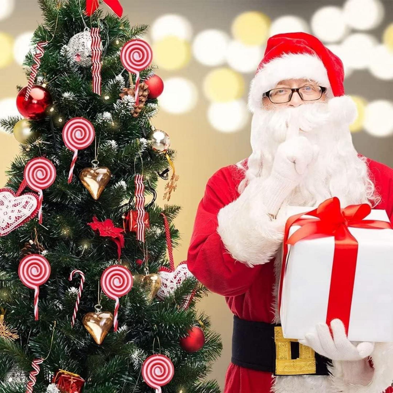 10 Stück Weihnachtsbaum Zuckerstangen Lollipop Anhänger Rot
