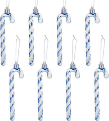 Glitzer Zuckerstange Weihnachtsbaum Anhänger 8 Stück Blau