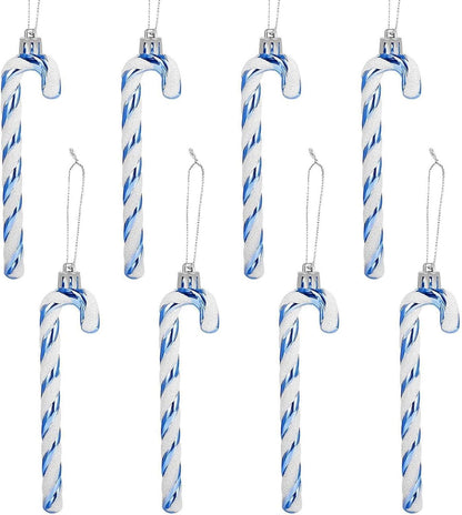 Glitzer Zuckerstange Weihnachtsbaum Anhänger 8 Stück Blau
