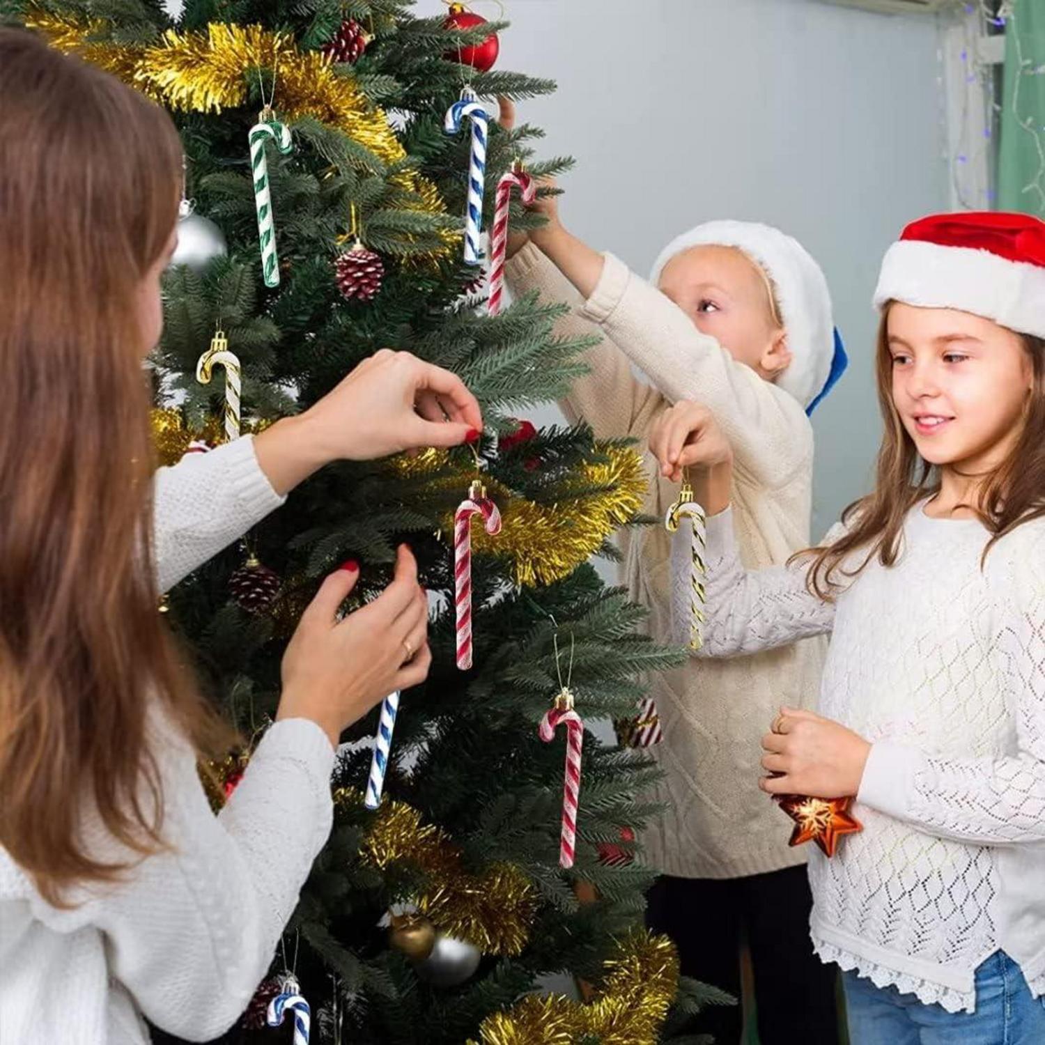 Weihnachtsbaum Deko Zuckerstangen Anhänger 8 Stück Blau Glitzer 14CM