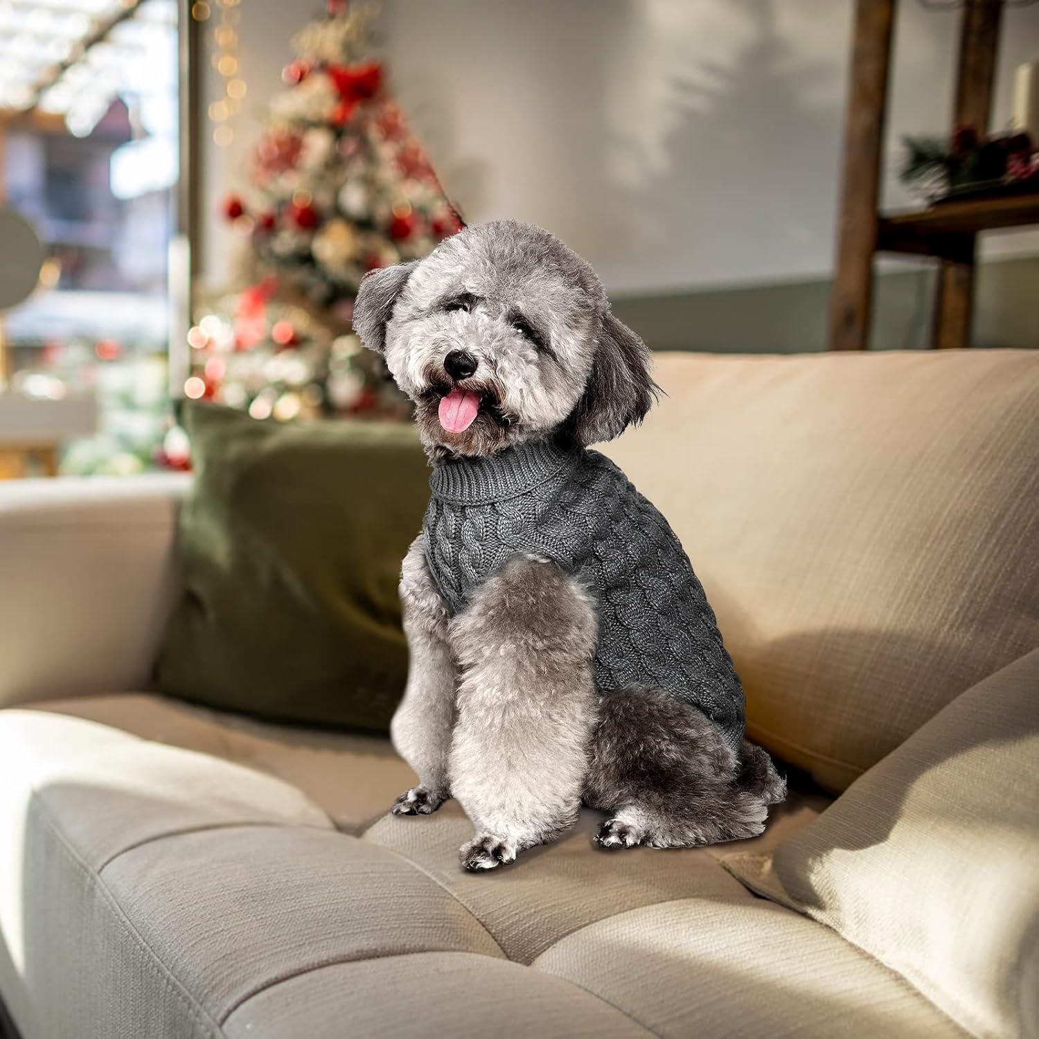 FWLWTWSS Hundepullover Winter Warmer Strickpullover Rollkragen Hundepulli Kleine Hunde Katzen