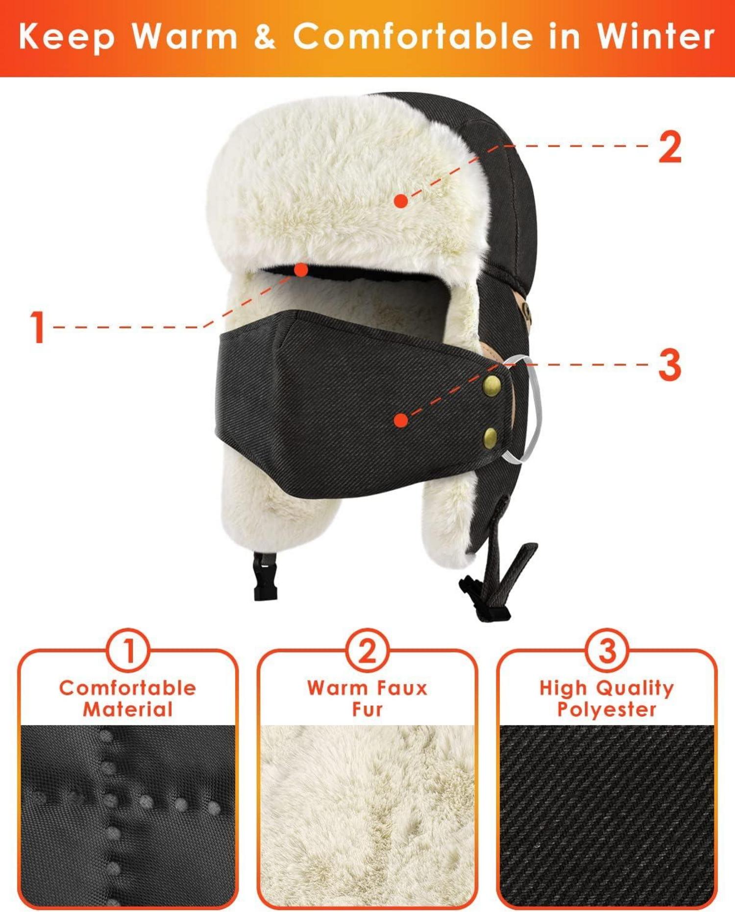 ERKOON Trooper Trappermütze Winter Ohrenklappe Schwarz 50,8