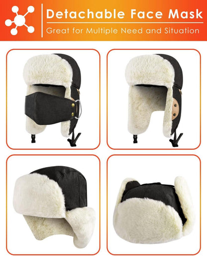 ERKOON Trooper Trappermütze warm Wintermütze Schwarz 39-41